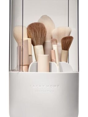 EACHY Makeup Brush Holder 360° Rotating with Dustproof Lid, Waterproof Material